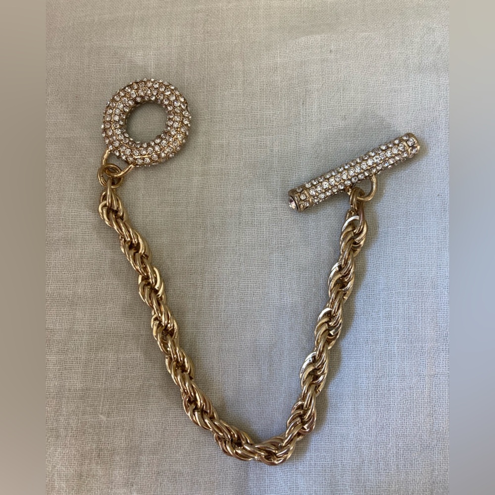 Chunky Rope‎ Chain Toggle Clasp Bracelet w/ Clear Stones